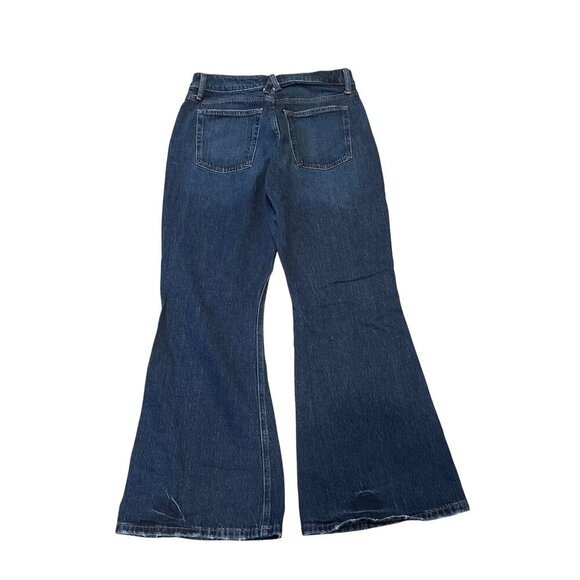 Womens Blue Jeans 12 Regular High Rise Curvy Fit Flare Leg 90s Style Dark Wash - Picture 11 of 13